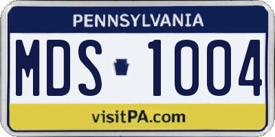 PA license plate MDS1004