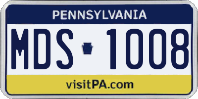 PA license plate MDS1008