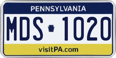PA license plate MDS1020