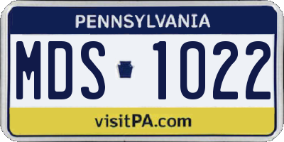 PA license plate MDS1022