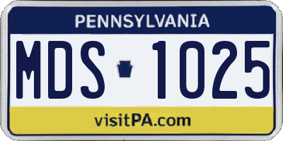 PA license plate MDS1025