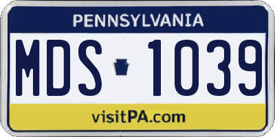 PA license plate MDS1039
