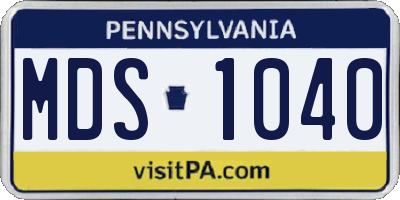 PA license plate MDS1040