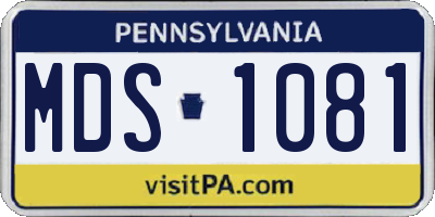 PA license plate MDS1081
