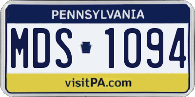 PA license plate MDS1094