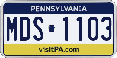 PA license plate MDS1103