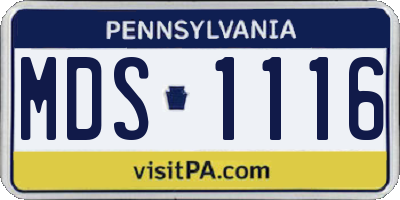 PA license plate MDS1116