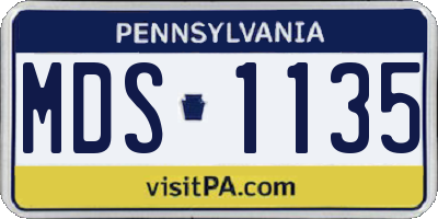PA license plate MDS1135