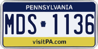 PA license plate MDS1136