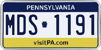 PA license plate MDS1191