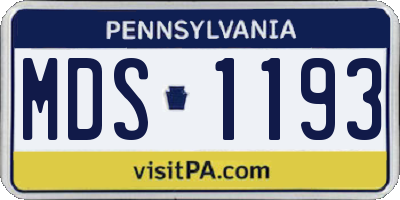 PA license plate MDS1193