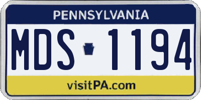 PA license plate MDS1194