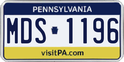 PA license plate MDS1196