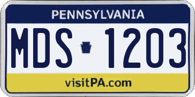 PA license plate MDS1203