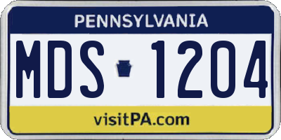 PA license plate MDS1204