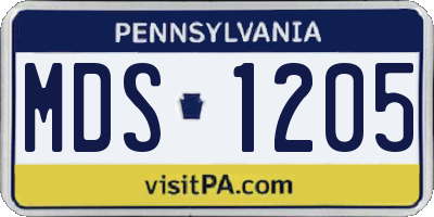 PA license plate MDS1205