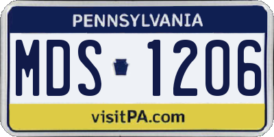 PA license plate MDS1206