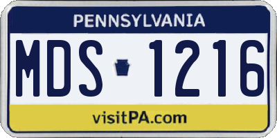 PA license plate MDS1216