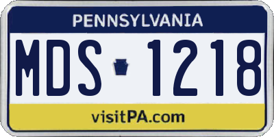 PA license plate MDS1218