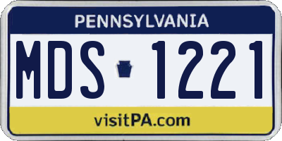 PA license plate MDS1221