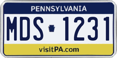 PA license plate MDS1231