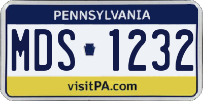 PA license plate MDS1232