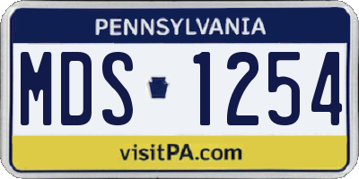 PA license plate MDS1254