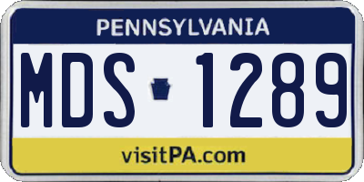 PA license plate MDS1289