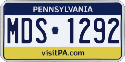 PA license plate MDS1292