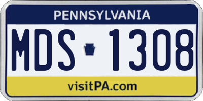 PA license plate MDS1308