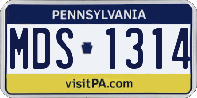 PA license plate MDS1314