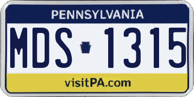 PA license plate MDS1315