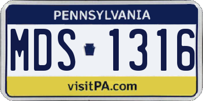 PA license plate MDS1316