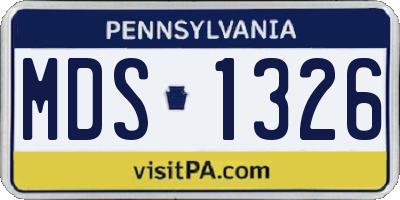 PA license plate MDS1326