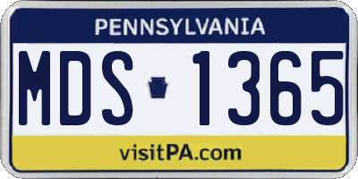 PA license plate MDS1365