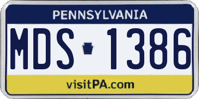 PA license plate MDS1386
