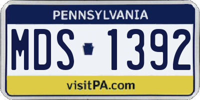 PA license plate MDS1392