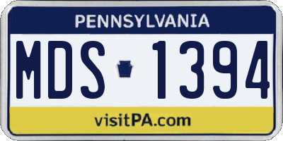PA license plate MDS1394