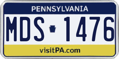 PA license plate MDS1476