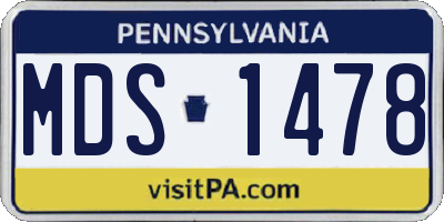 PA license plate MDS1478