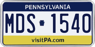 PA license plate MDS1540
