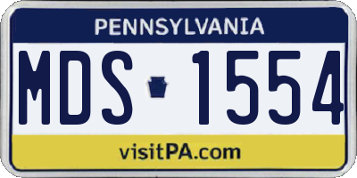 PA license plate MDS1554
