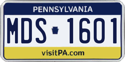 PA license plate MDS1601