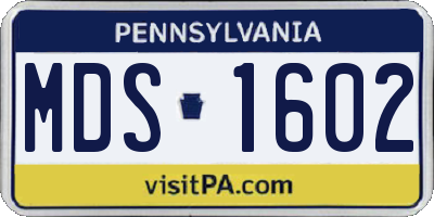 PA license plate MDS1602