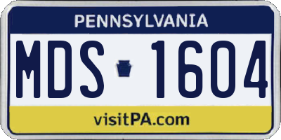 PA license plate MDS1604