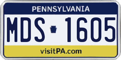 PA license plate MDS1605