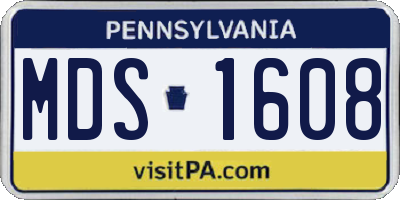 PA license plate MDS1608