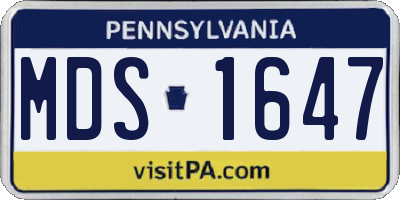 PA license plate MDS1647