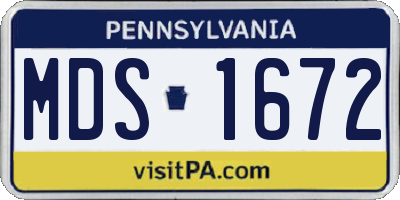 PA license plate MDS1672