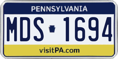 PA license plate MDS1694